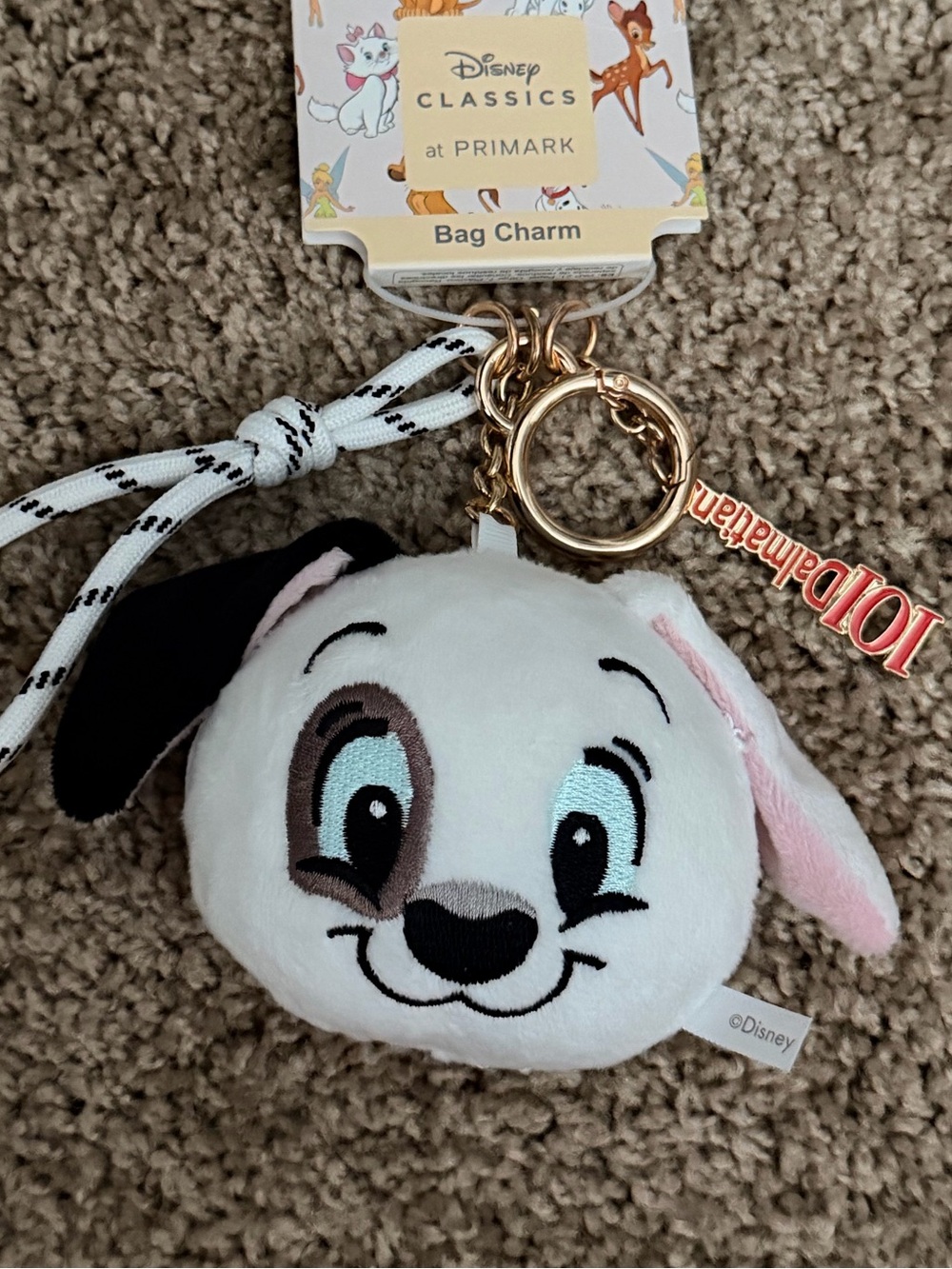 Disney 101 Dalmatians Plush Bag Charm - White/Black/Pink/Gold